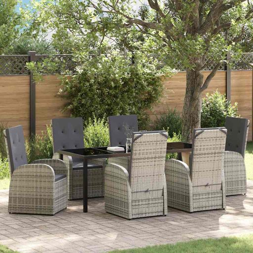 vidaXL Garten Essgruppe mit Kissen 3 pcs Grau Poly-Rattan