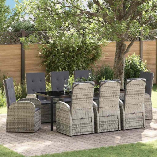 vidaXL Garten Essgruppe mit Kissen 3 pcs Grau Poly-Rattan