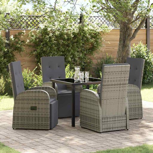 vidaXL Garten Essgruppe mit Kissen 3 pcs Grau Poly-Rattan