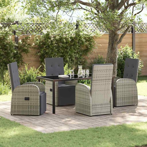 vidaXL Garten Essgruppe mit Kissen 3 pcs Grau Poly-Rattan