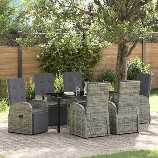 vidaXL Garten Essgruppe mit Kissen 3 pcs Grau Poly-Rattan