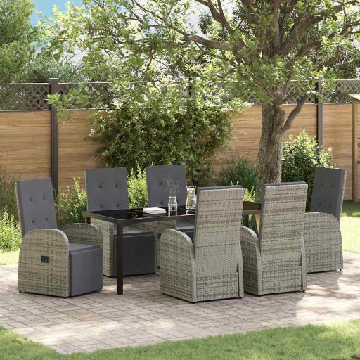 vidaXL Garten Essgruppe mit Kissen 3 pcs Grau Poly-Rattan
