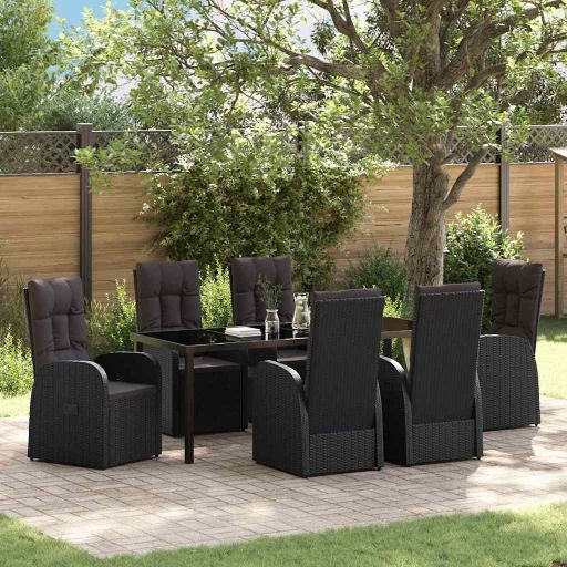 vidaXL Garten Essgruppe mit Kissen 3 pcs Schwarz Poly-Rattan
