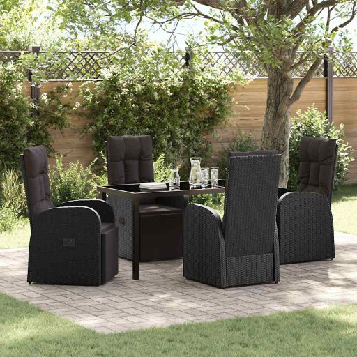 vidaXL Garten Essgruppe mit Kissen 3 pcs Schwarz Poly-Rattan