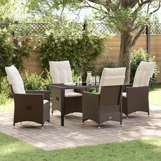 vidaXL Garten Essgruppe mit Kissen 3 pcs Schwarz Poly Rattan