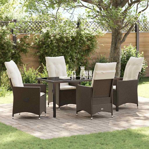vidaXL Garten Essgruppe mit Kissen 3 pcs Schwarz Poly Rattan