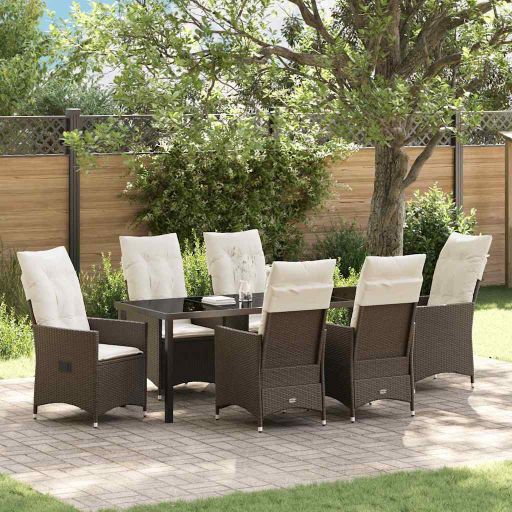 vidaXL Garten Essgruppe mit Kissen 3 pcs Schwarz Poly Rattan