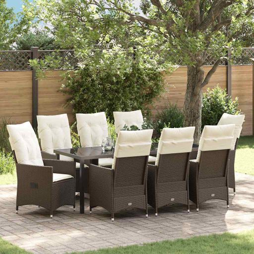 vidaXL Garten Essgruppe mit Kissen 3 pcs Schwarz Poly Rattan