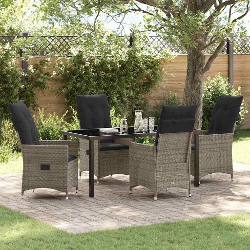 vidaXL Garten Essgruppe mit Kissen 3 pcs Schwarz Poly Rattan