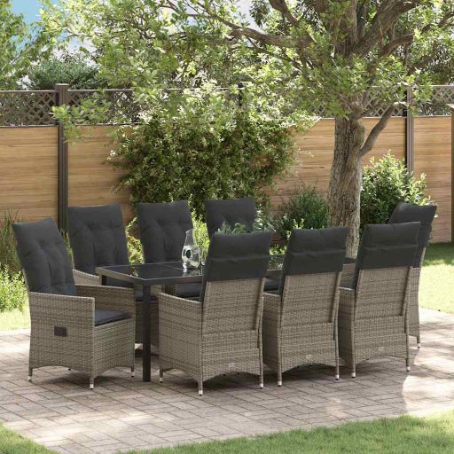 vidaXL Garten Essgruppe mit Kissen 3 pcs Schwarz Poly Rattan