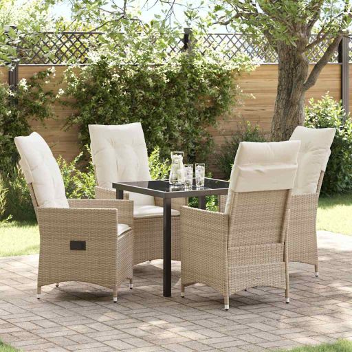 vidaXL Garten Essgruppe mit Kissen 3 pcs Schwarz Poly Rattan