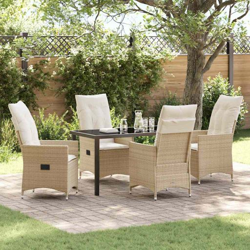 vidaXL Garten Essgruppe mit Kissen 3 pcs Schwarz Poly Rattan