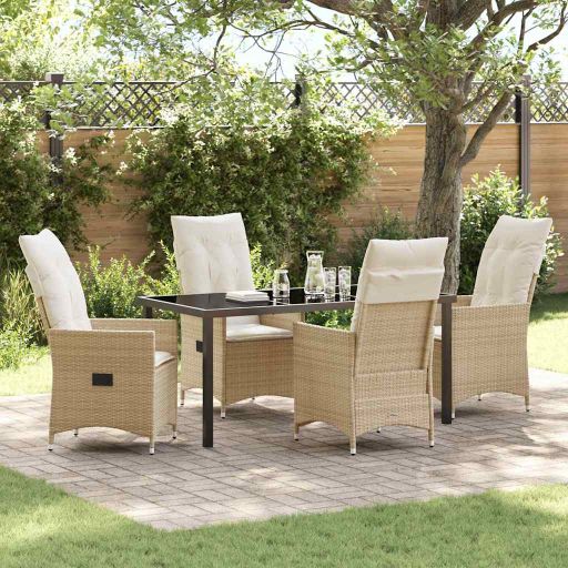 vidaXL Garten Essgruppe mit Kissen 3 pcs Schwarz Poly Rattan