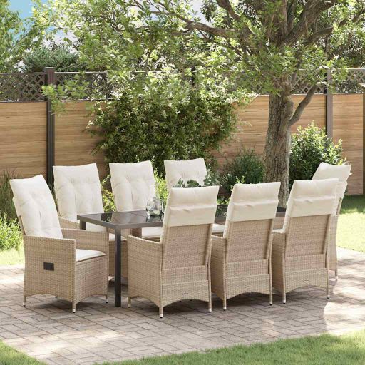 vidaXL Garten Essgruppe mit Kissen 3 pcs Schwarz Poly Rattan