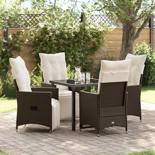 vidaXL Garten Essgruppe mit Kissen 3 pcs Schwarz Poly Rattan
