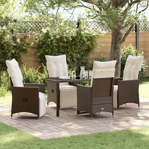vidaXL Garten Essgruppe mit Kissen 3 pcs Schwarz Poly Rattan