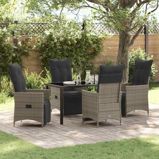 vidaXL Garten Essgruppe mit Kissen 3 pcs Schwarz Poly Rattan