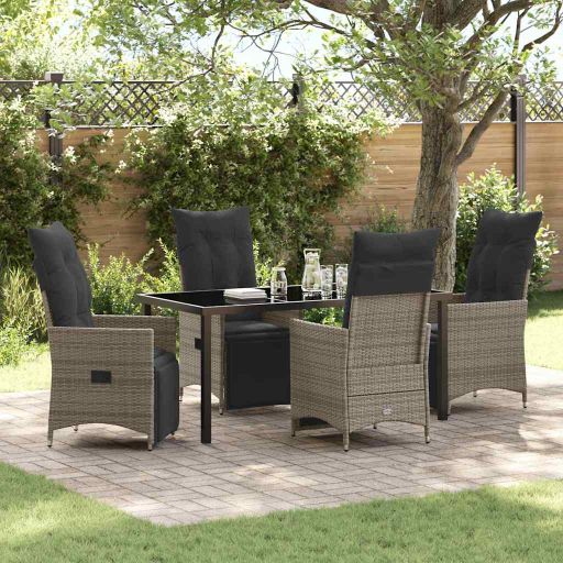 vidaXL Garten Essgruppe mit Kissen 3 pcs Schwarz Poly Rattan