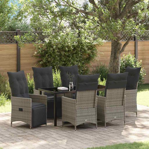 vidaXL Garten Essgruppe mit Kissen 3 pcs Schwarz Poly Rattan