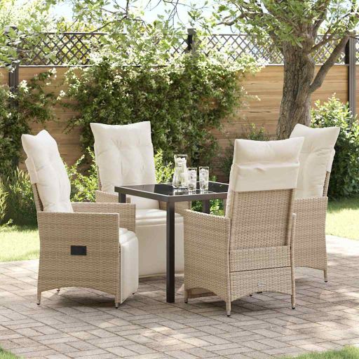 vidaXL Garten Essgruppe mit Kissen 3 pcs Schwarz Poly Rattan