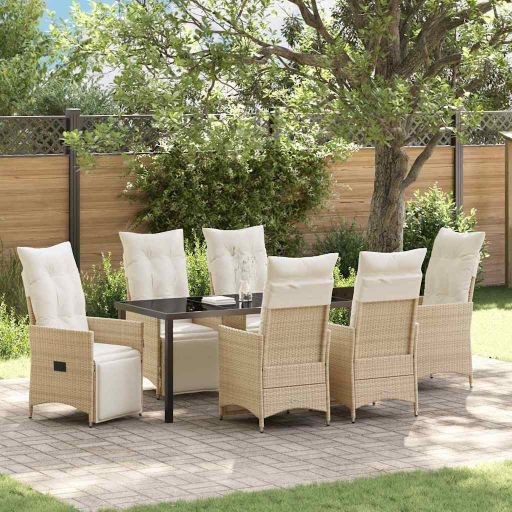 vidaXL Garten Essgruppe mit Kissen 3 pcs Schwarz Poly Rattan