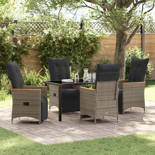 vidaXL Garten Essgruppe mit Kissen 3 pcs Grau Poly-Rattan