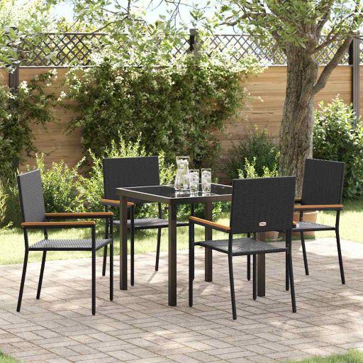 vidaXL Garten Essgruppe mit Kissen 3 pcs Schwarz Poly-Rattan