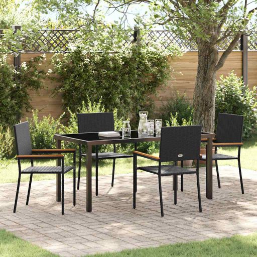 vidaXL Garten Essgruppe mit Kissen 3 pcs Schwarz Poly-Rattan
