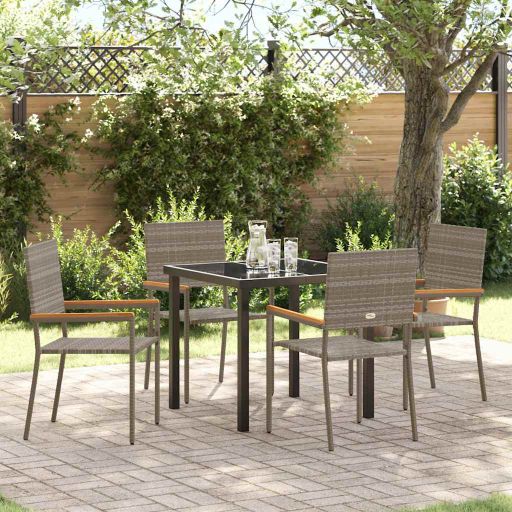 vidaXL Garten Essgruppe mit Kissen 3 pcs Schwarz Poly-Rattan