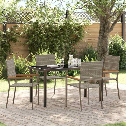 vidaXL Garten Essgruppe mit Kissen 3 pcs Schwarz Poly-Rattan