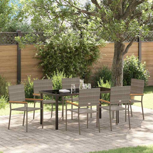 vidaXL Garten Essgruppe mit Kissen 3 pcs Schwarz Poly-Rattan
