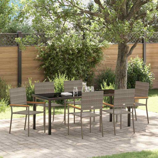 vidaXL Garten Essgruppe mit Kissen 3 pcs Schwarz Poly-Rattan