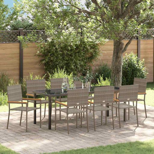 vidaXL Garten Essgruppe mit Kissen 3 pcs Schwarz Poly-Rattan