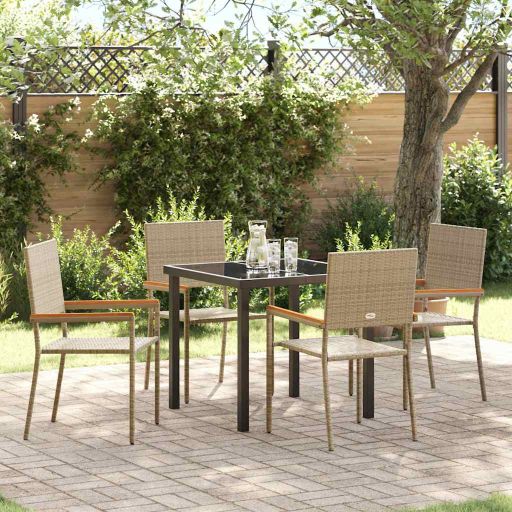 vidaXL Garten Essgruppe mit Kissen 3 pcs Schwarz Poly-Rattan