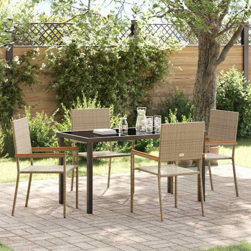 vidaXL Garten Essgruppe mit Kissen 3 pcs Schwarz Poly-Rattan
