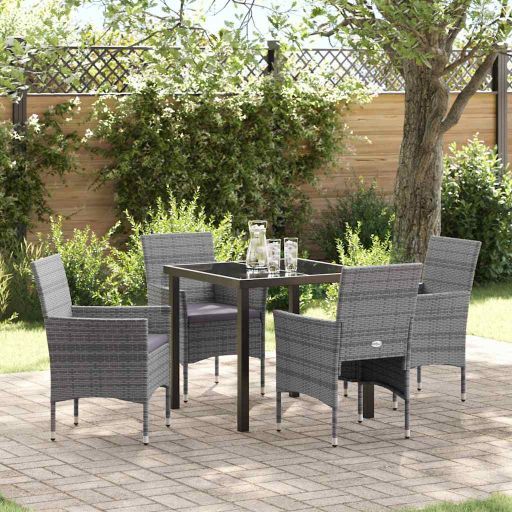 vidaXL Garten Essgruppe mit Kissen 3 pcs Schwarz Poly-Rattan
