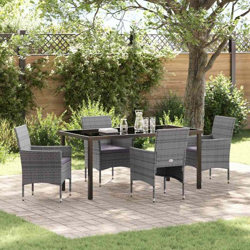 vidaXL Garten Essgruppe mit Kissen 3 pcs Schwarz Poly-Rattan