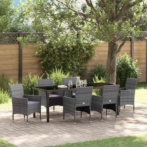 vidaXL Garten Essgruppe mit Kissen 3 pcs Schwarz Poly-Rattan