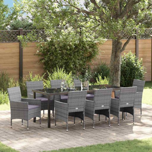 vidaXL Garten Essgruppe mit Kissen 3 pcs Schwarz Poly-Rattan