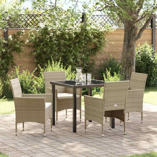 vidaXL Garten Essgruppe mit Kissen 3 pcs Schwarz Poly-Rattan