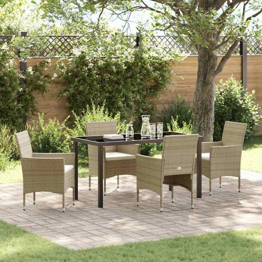 vidaXL Garten Essgruppe mit Kissen 3 pcs Schwarz Poly-Rattan