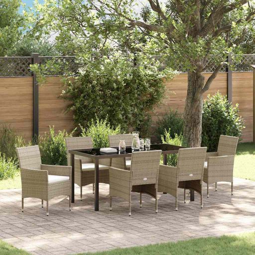 vidaXL Garten Essgruppe mit Kissen 3 pcs Schwarz Poly-Rattan