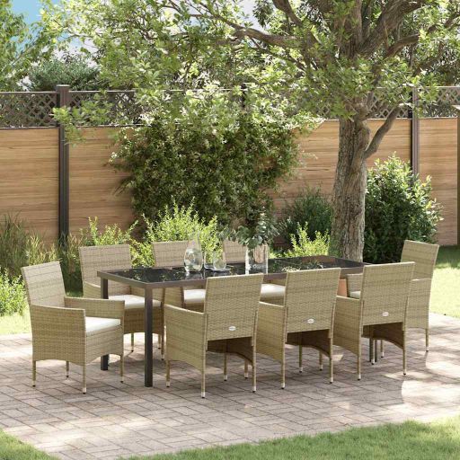 vidaXL Garten Essgruppe mit Kissen 3 pcs Schwarz Poly-Rattan