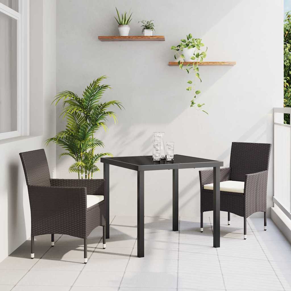 vidaXL Garten Essgruppe mit Kissen 3 pcs Schwarz Poly-Rattan