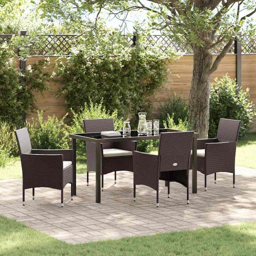vidaXL Garten Essgruppe mit Kissen 3 pcs Schwarz Poly-Rattan
