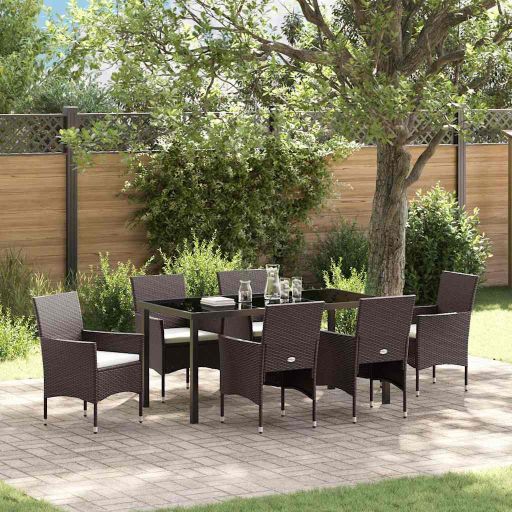 vidaXL Garten Essgruppe mit Kissen 3 pcs Schwarz Poly-Rattan