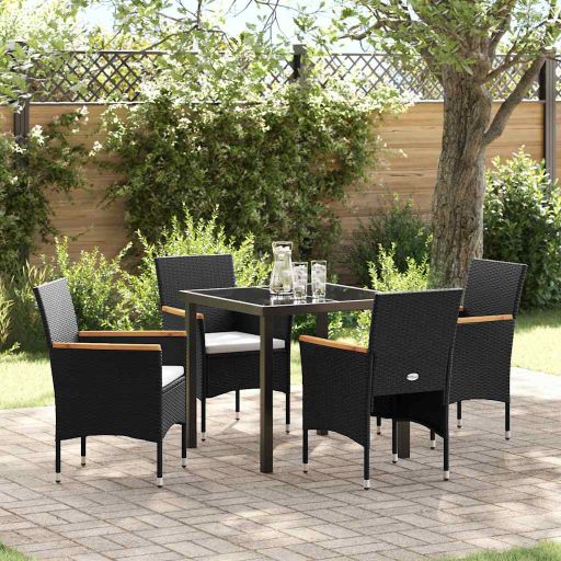 vidaXL Garten Essgruppe mit Kissen 3 pcs Schwarz Poly-Rattan