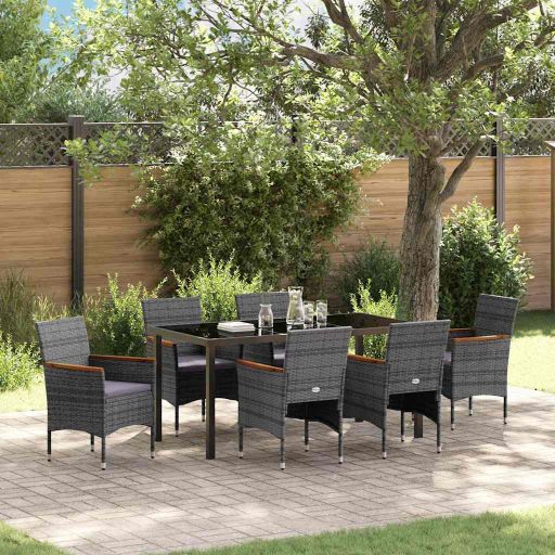 vidaXL Garten Essgruppe mit Kissen 3 pcs Schwarz Poly-Rattan