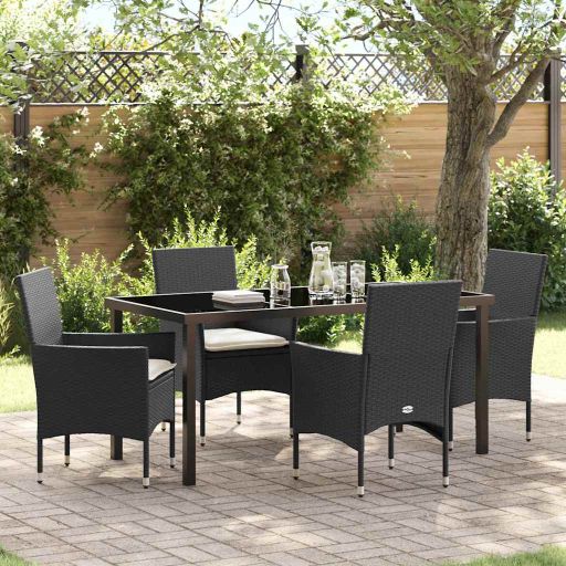 vidaXL Garten Essgruppe mit Kissen 3 pcs Schwarz Poly-Rattan