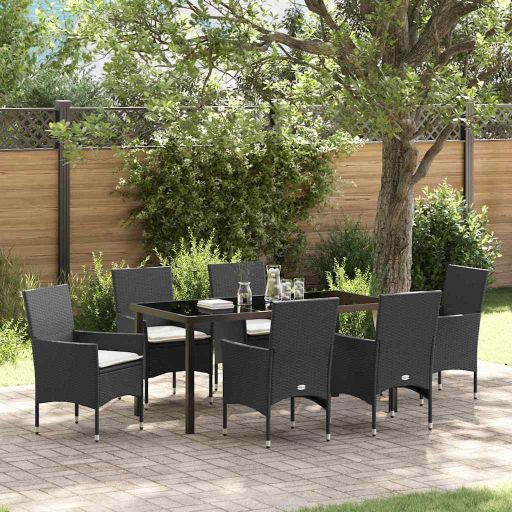 vidaXL Garten Essgruppe mit Kissen 3 pcs Schwarz Poly-Rattan